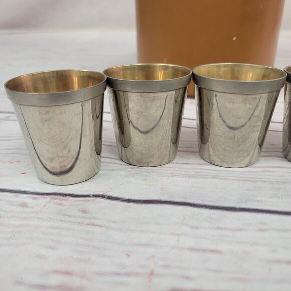 Vintage Travel Bar Set 2 Flask Portable Pub by AHS Germany 6 Shot Glasses - Picture 6 of 15